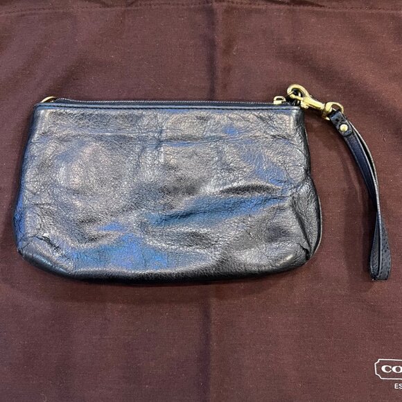 Coach Black Leather Wristlet Purse with Dust Bag Vintage Y2K Designer - Picture 3 of 4